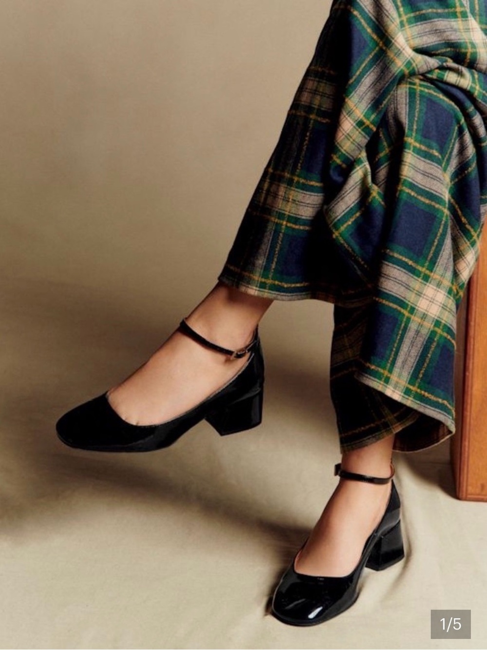 Sezane Melanie Mary Jane Black Patent Leather Pumps